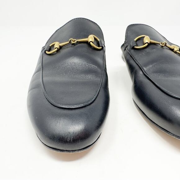 Gucci Princetown Black Leather Horsebit Mules Loafers Size 38 - Picture 3 of 12